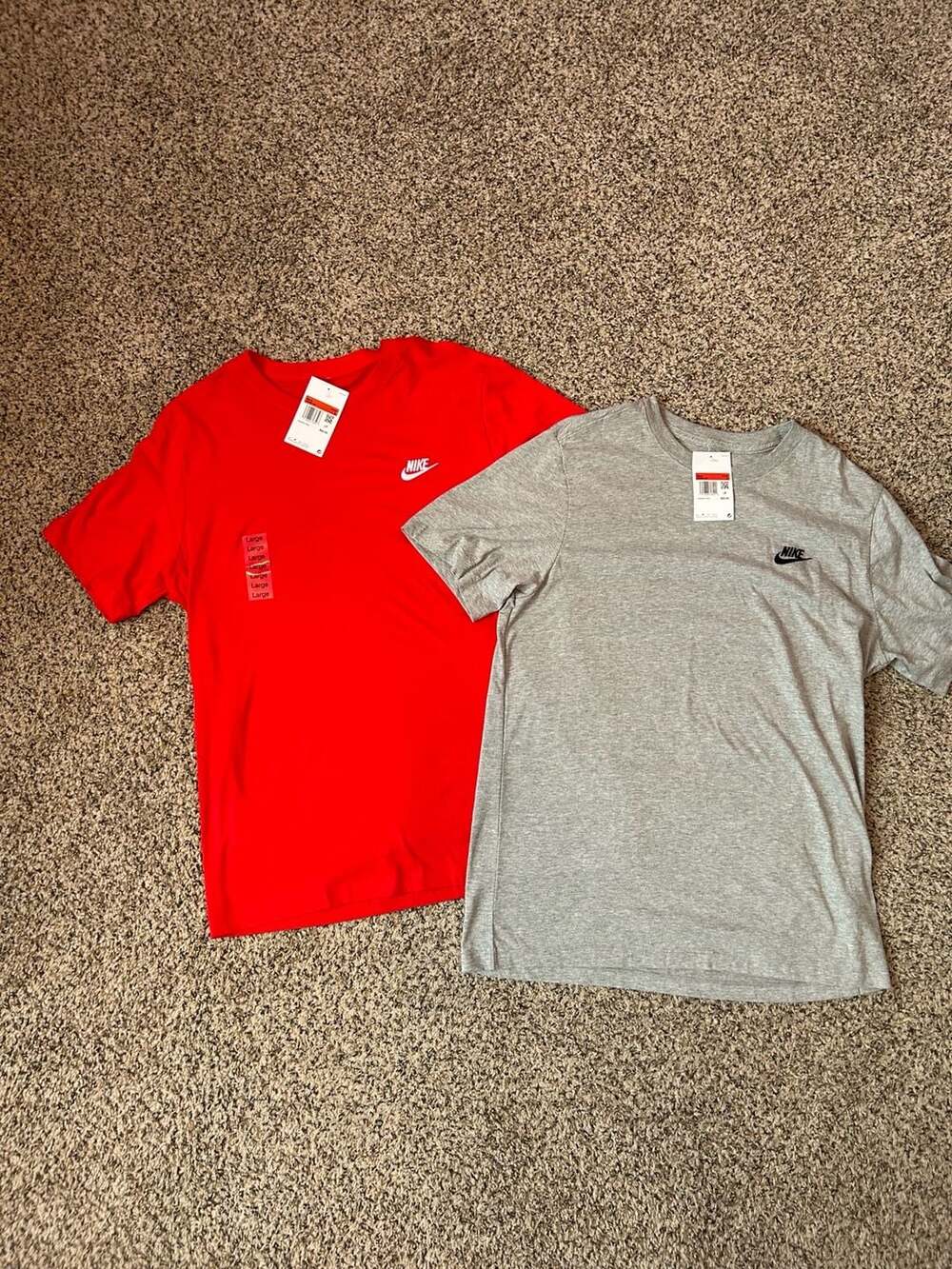 (BRAND NEW WITH TAGS) Nike Club Tees Size Large Red & Gray Cotton